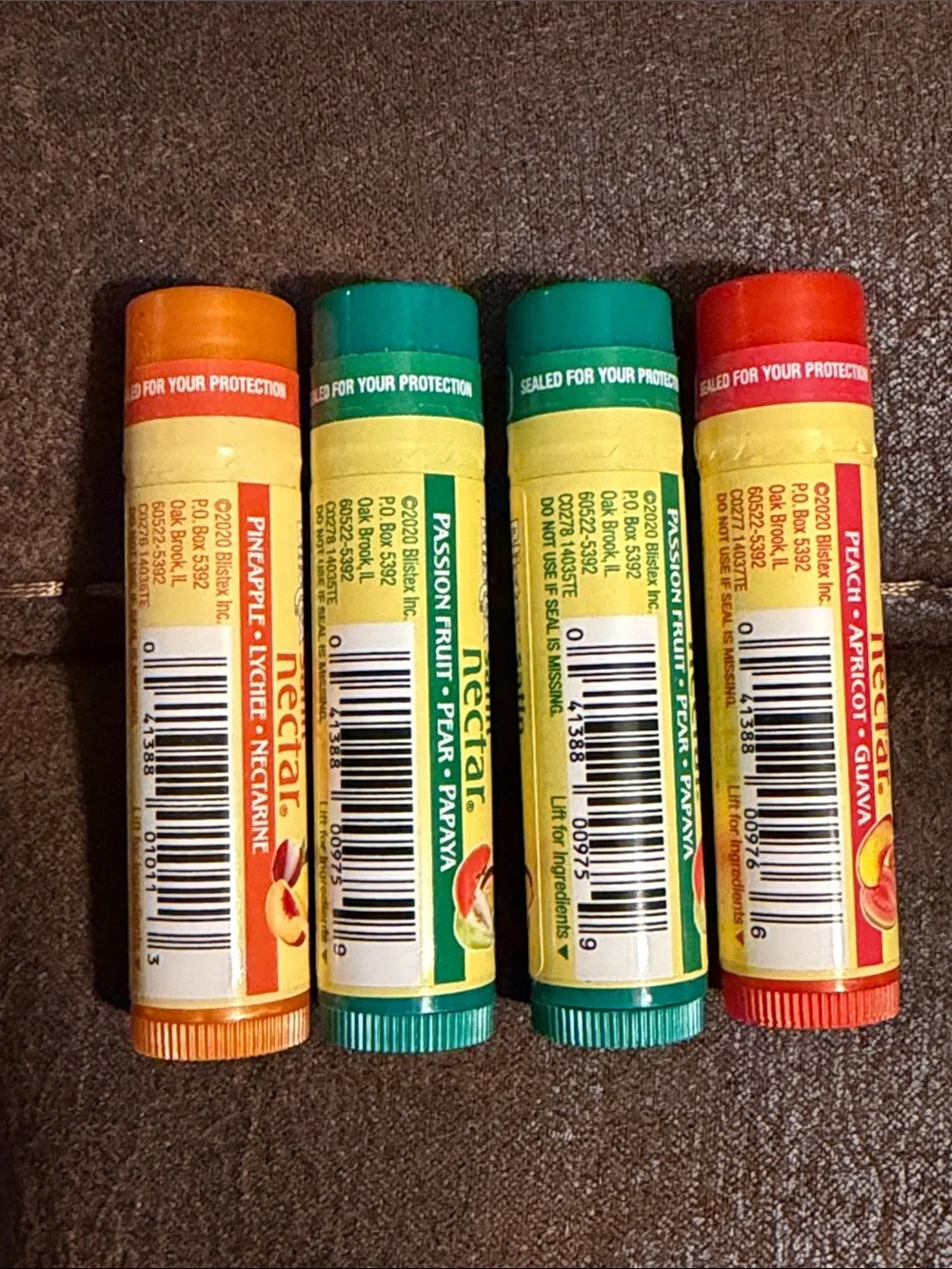 Blistex Satin Nectar Lip Moisturizer, Peach Apricot, Passion fruit, Pineapple